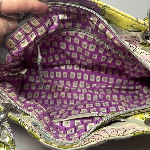 Vera Bradley Watercolor Gray Purple Floral Tote Handbag Purse Shoulder Bag - Picture 7 of 11